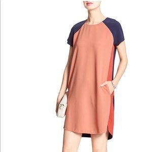 Banana Republic Blue orange ColorBlock Shift Dress size 8